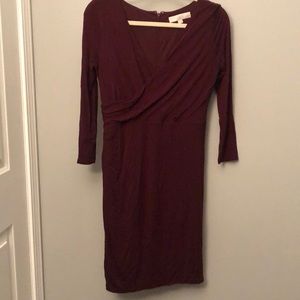 Maroon wrap style dress